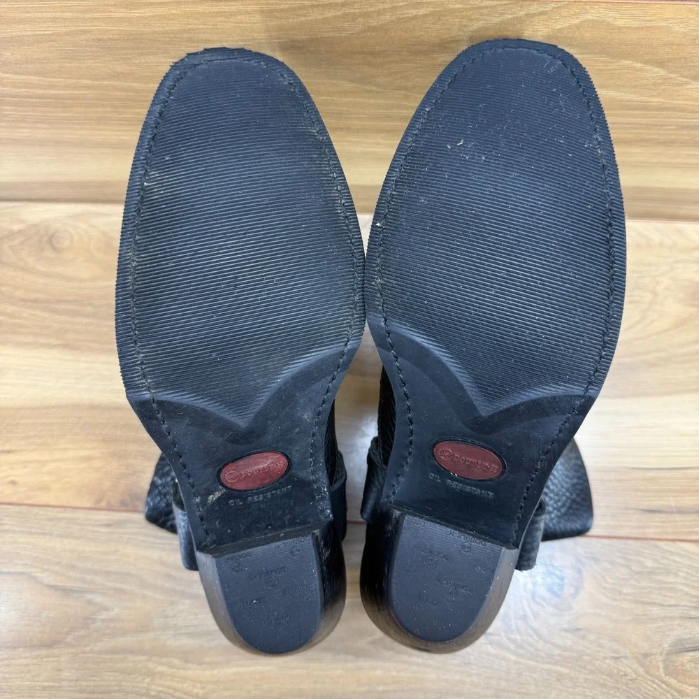 Double H Studded Harness Boots Womens 7.5 M Black Pebble Leather Short Biker - Picture 9 of 11